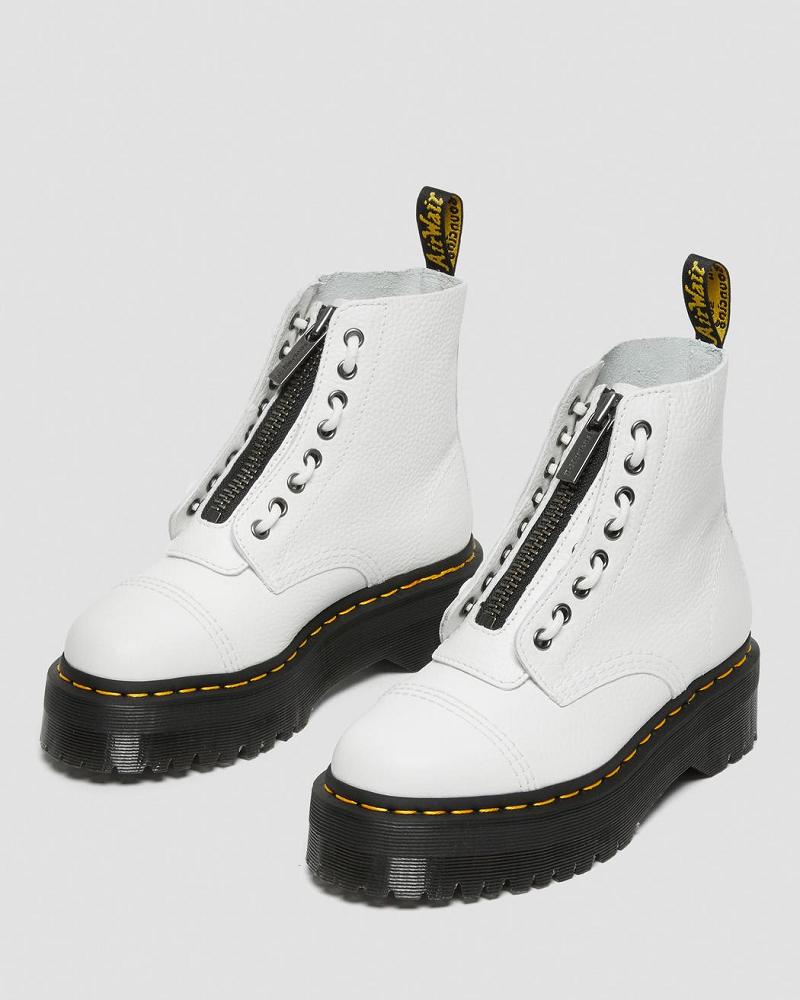 Women's Dr Martens Sinclair Milled Nappa Leather Platform Boots White | AU 258GSO